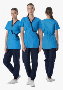 Костюм женский Симпл-001 (тк.Смесовая,120) MedLine, т.синий/ярко-голубой