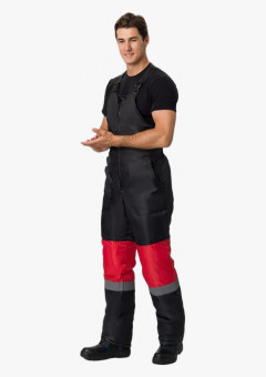 Полукомбинезон зимний Профи СОП (тк.Оксфорд), черный/красный