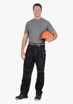 Брюки СИРИУС-ПРЕСТИЖ мужские летние черные, кант СВМ