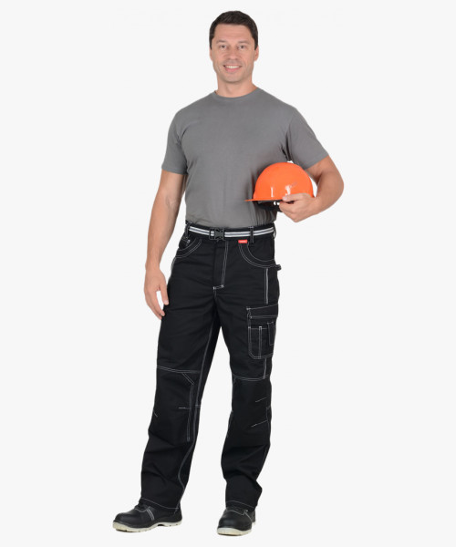 Брюки СИРИУС-ПРЕСТИЖ мужские летние черные, кант СВМ