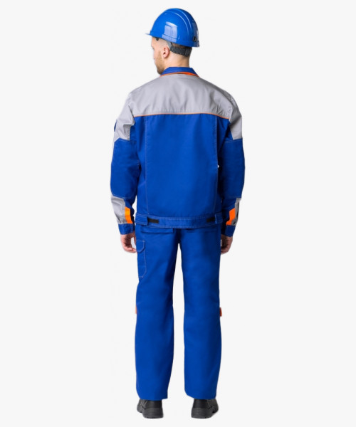 Костюм Союз-Профессионал-1 (тк.Балтекс,240) брюки, васильковый/св.серый/оранжевый