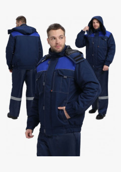 Куртка зимняя укороченная Флофт Премиум (тк.Смесовая,240), т.синий/васильковый/серый