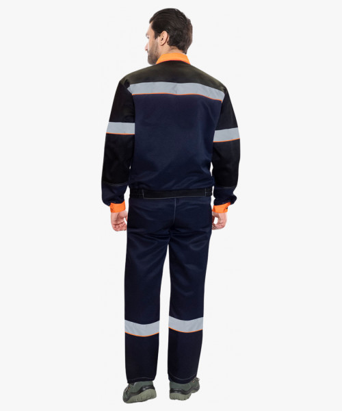 Костюм СИРИУС-ЛЕГИОНЕР куртка кор., п/к, темно-синий с черным с оранжевой отделкой и СОП