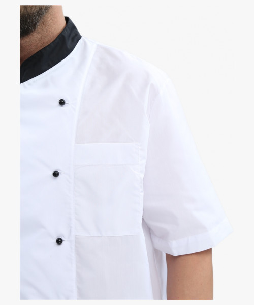 Костюм повара с коротким рукавом Шоколад (тк.ТиСи), черный/белый