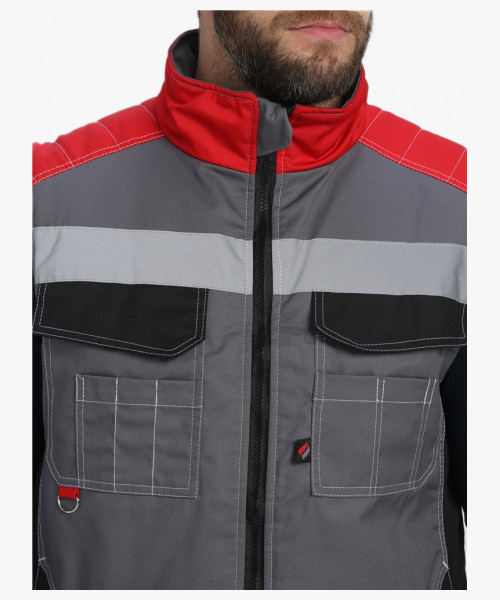 Жилет утепленный Вектрон СОП (тк.Смесовая,240), серый/черный/красный