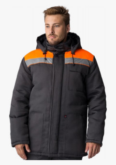 Куртка зимняя Экспертный-Люкс NEW (тк.Смесовая,210), т.серый/оранжевый