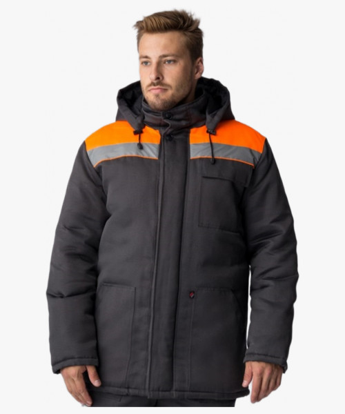 Куртка зимняя Экспертный-Люкс NEW (тк.Смесовая,210), т.серый/оранжевый