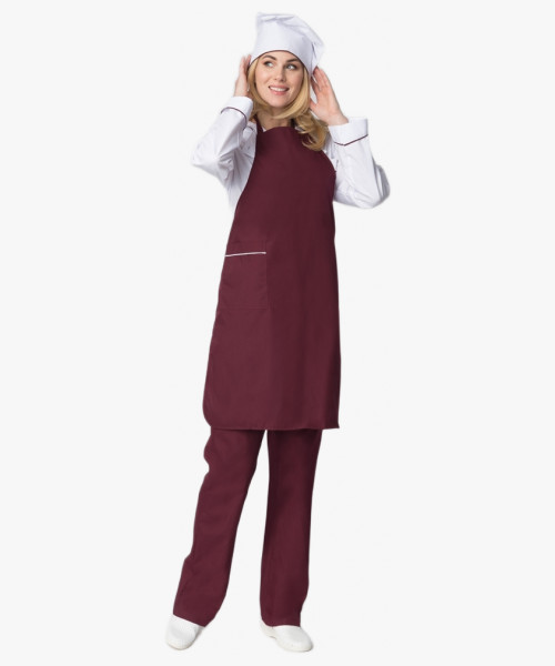 Костюм женский повара Гурман (тк.ТиСи), белый/бордовый