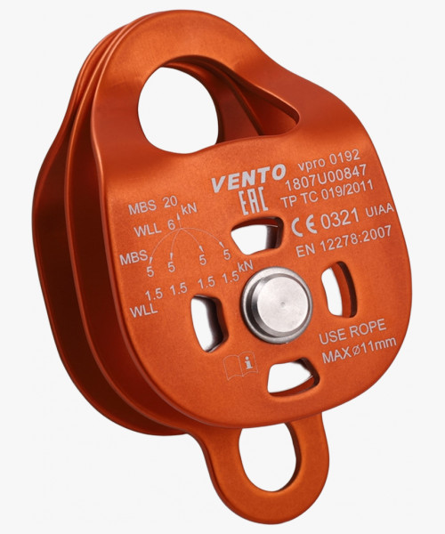 Блок-ролик VENTO™ двойной Double дюраль с подшипником, vpro 0192/vnt 1092