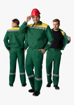 Костюм Лигор-1 СОП У. (тк.Смесовая,210) брюки, зеленый/желтый