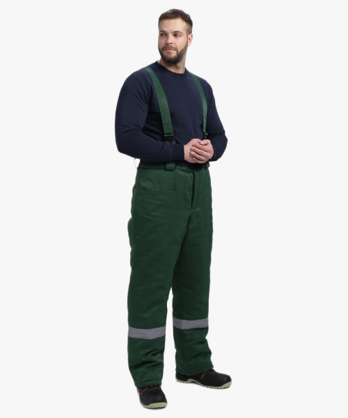 Костюм зимний Труженик-Ультра СОП (тк.Смесовая,210) брюки, т.зеленый/лимонный