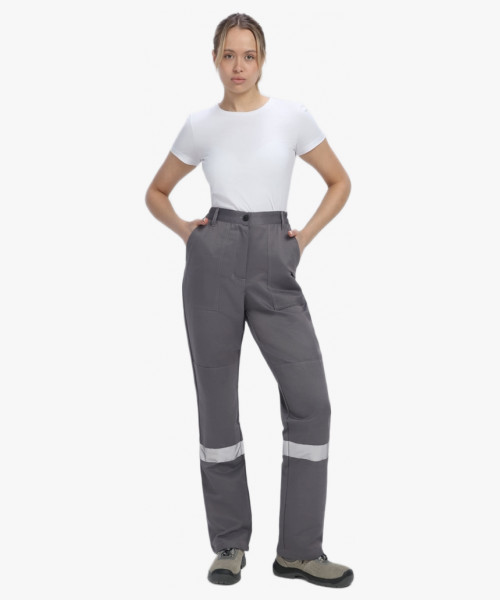 Костюм женский Весна-1 СОП NEW (тк.Смесовая,210) брюки, т.серый/красный