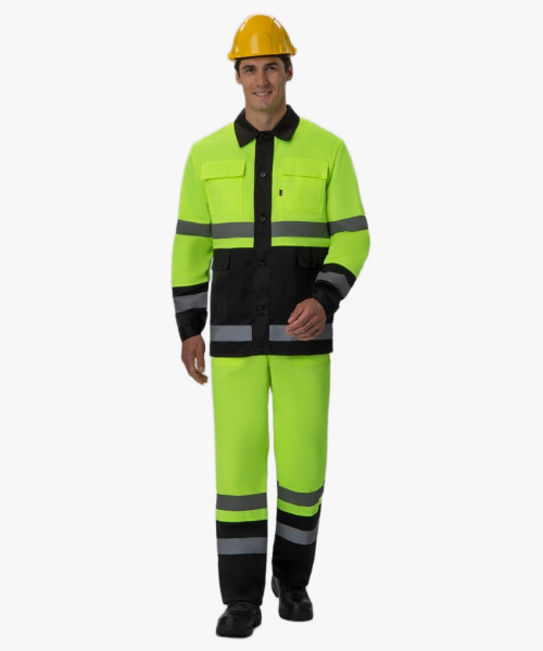 Костюм для дорожника (тк.Смесовая,210) п/к, лимонный/черный