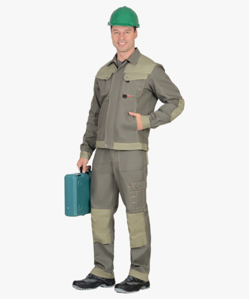 Куртка СИРИУС-ВЕСТ-ВОРК  т.оливковый со св.оливковым пл. 275 г/кв.м