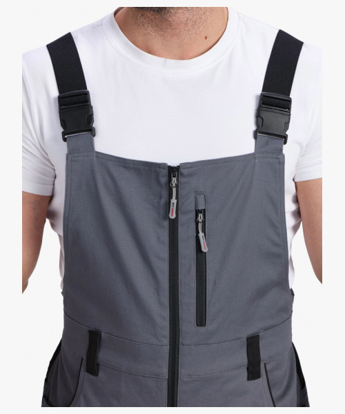 Полукомбинезон ProfLineLeader (тк.Хлопок/Спандекс,260), серый/черный