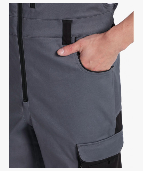 Полукомбинезон ProfLineLeader (тк.Хлопок/Спандекс,260), серый/черный