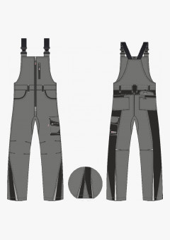 Полукомбинезон ProfLineLeader (тк. Хлопок, Спандекс, 260 г/м2), серый, чёрный