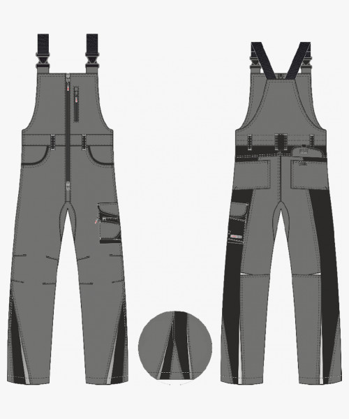 Полукомбинезон ProfLineLeader (тк. Хлопок/Спандекс, 260), серый/черный