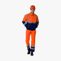 Костюм для дорожника с укороченной курткой (тк.Смесовая,210) п/к, оранжевый/т.синий