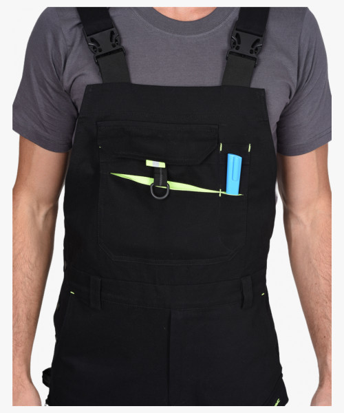 Полукомбинезон мужской летний СИРИУС-ДЕКСТЕР черный с лимонной отделкой, тк. стрейч с ВО