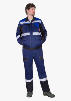 Костюм СИРИУС-ВИВАТ куртка, п/к, темно-синий с черным, васильковым и СОП