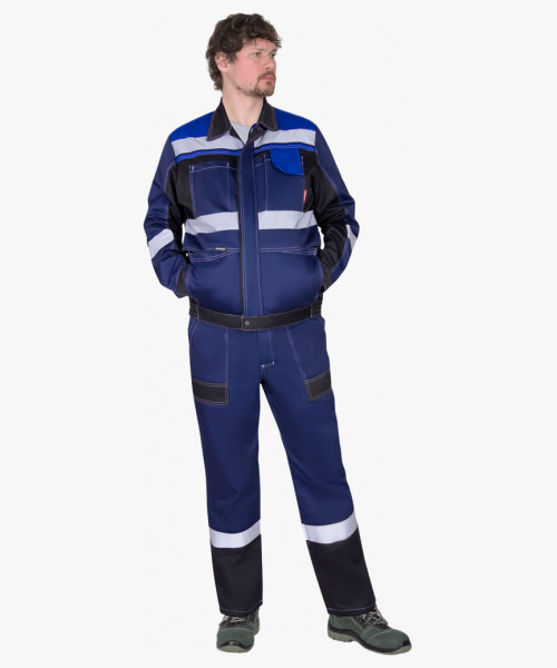 Костюм СИРИУС-ВИВАТ куртка, п/к, темно-синий с черным, васильковым и СОП