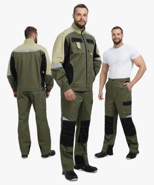 Костюм Вектрон-1 (тк.Смесовая МВО,240) брюки, хаки/черный/бежевый