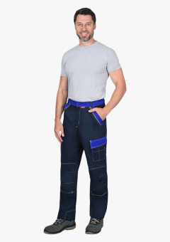 Брюки СИРИУС-КАРАТ-РОСС темно-синие с васильковым, 80% х/б, пл. 260 г/кв.м