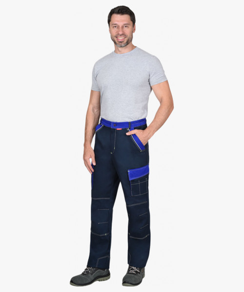 Брюки СИРИУС-КАРАТ-РОСС темно-синие с васильковым, 80% х/б, пл. 260 г/кв.м