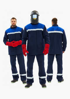 Костюм сварщика Велд-СОП 2 кл.защиты (тк.Хлопок-ОП,350) брюки, т.синий/васильковый