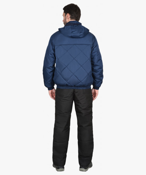 Куртка СИРИУС-ПРАГА-ЛЮКС короткая с капюшоном, тёмно-синяя