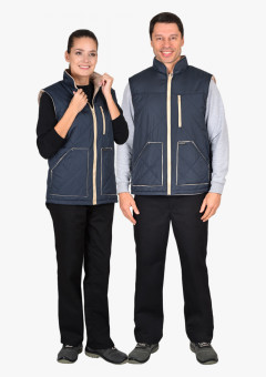 Жилет СИРИУС-ЕВРОПА удлиненный (на подкладке флис) сине-серый