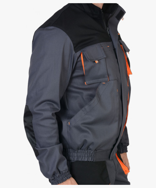 Куртка СИРИУС-МАНХЕТТЕН т.серый с оранж. и черным тк. стрейч пл. 250 г/кв.м