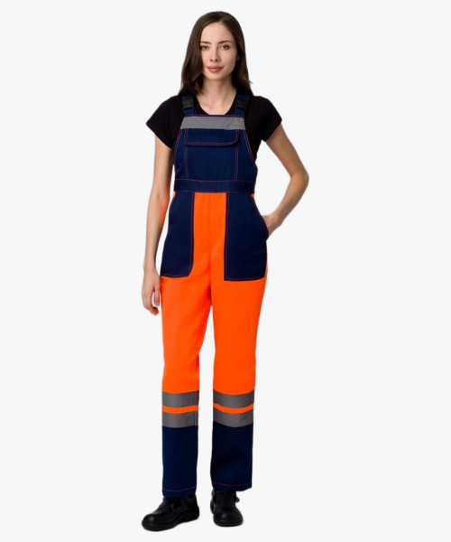 Костюм женский для дорожник (тк.Смесовая,210) п/к, оранжевый/т.синий