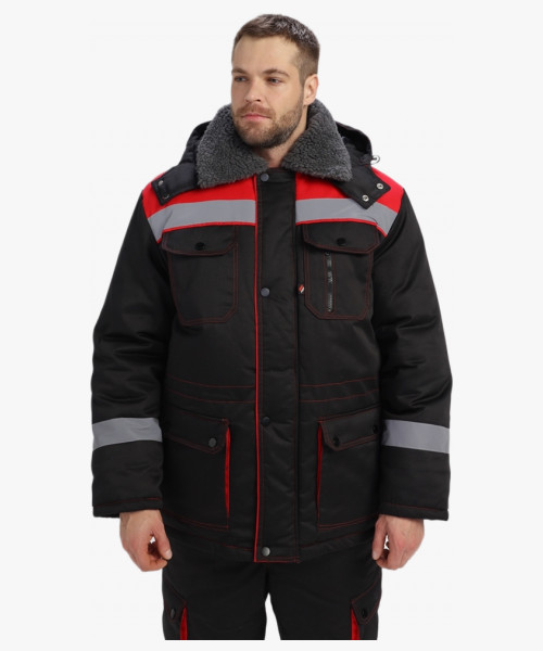 Костюм зимний Нейч-Премиум СОП К. (тк.Смесовая,240) п/к, черный/красный