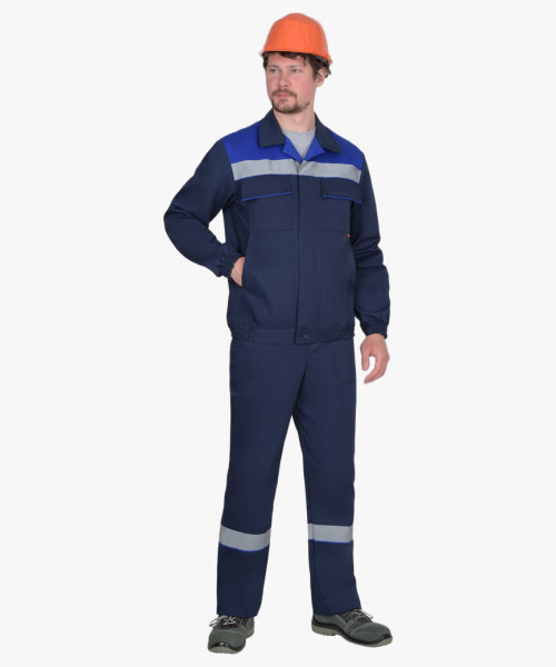 Костюм СИРИУС-МАСТЕР-РОСС куртка кор., п/к, тёмно-синий с васильковым и СОП