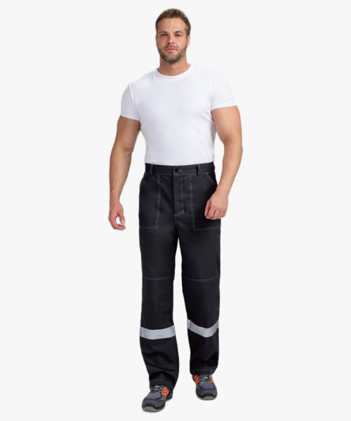 Костюм Бриготек-1 СОП (тк. Смесовая, 260) брюки, т.серый/красный