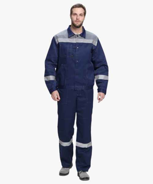 Костюм Лигор-1 СОП У. (тк.Смесовая,210) брюки, т.синий/серый