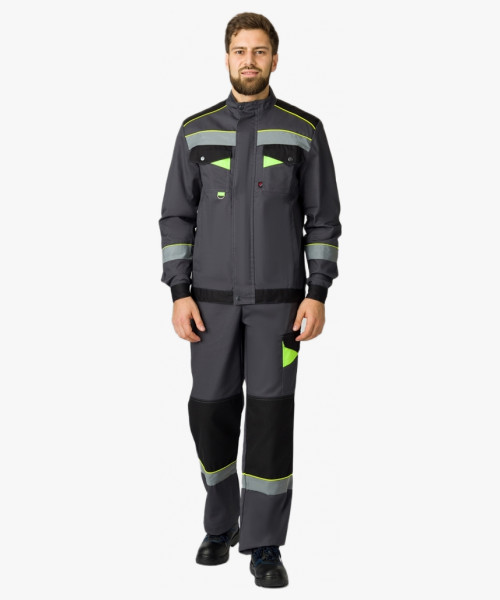 Костюм Ховард/Корвет (тк.Смесовая,240) п/к, т.серый/черный/лимонный