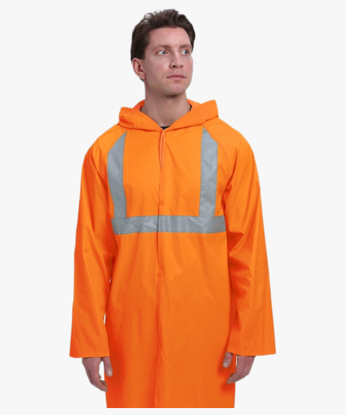 Плащ влагозащитный сигнальный ProfLineBase СОП (ПВХ,180), оранжевый