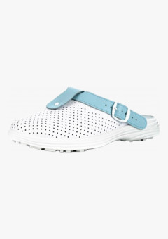 Сабо женские нат.кожа Комфорт ПВХ, белый/голубой