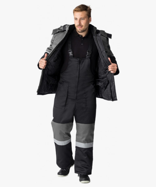 Костюм зимний Нордхард-2 СОП (тк.Смесовая,250) п/к, черный/серый