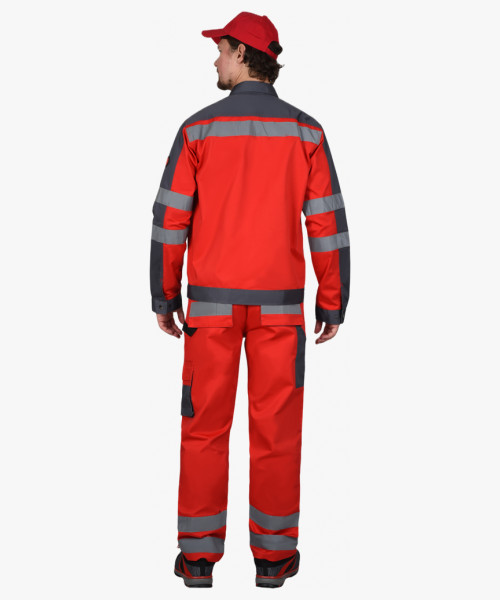 Костюм СИРИУС-АТОМ куртка, брюки красный с серым