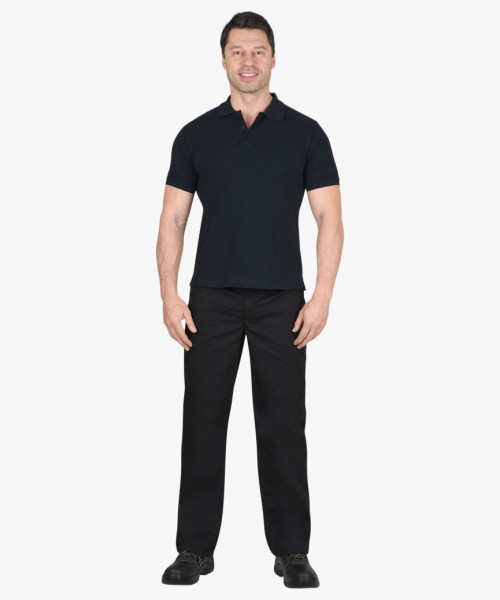 Рубашка-поло т.синяя короткие рукава с манжетом, пл.180 г/м2 (ЧЗ)