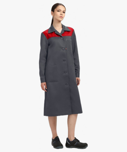 Халат женский Лигор (тк.Смесовая,210), т.серый/красный