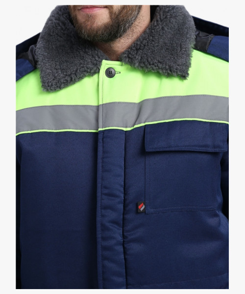 Костюм зимний Труженик-Ультра СОП (тк.Смесовая,210) брюки, т.синий/лимонный