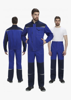 Костюм Строй-1 CH МВО (тк.Смесовая,280) брюки, васильковый/т.синий