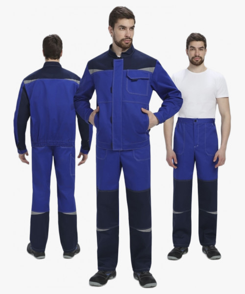 Костюм Строй-1 CH МВО (тк.Смесовая,280) брюки, васильковый/т.синий