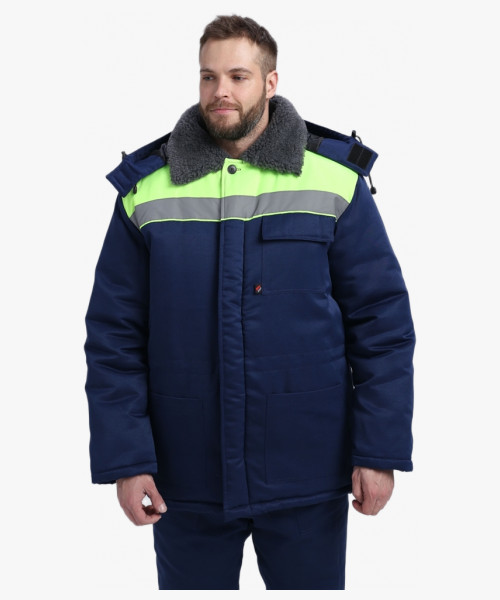 Костюм зимний Труженик-Ультра СОП (тк.Смесовая,210) брюки, т.синий/лимонный