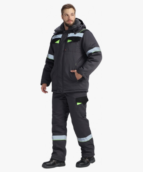 Костюм зимний Ховард (тк.OxLine) п/к, т.серый/черный/лимонный